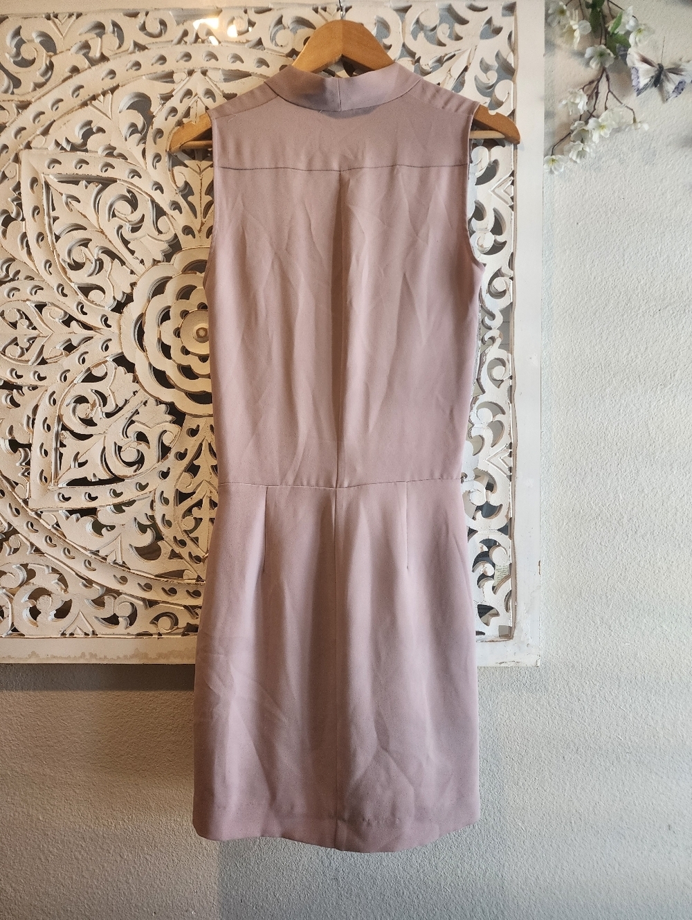 Babaton Blush Pink Sleeveless Mini Dress Faux Wrap Side Zipper Work Attire Sz 4 - Picture 13 of 16